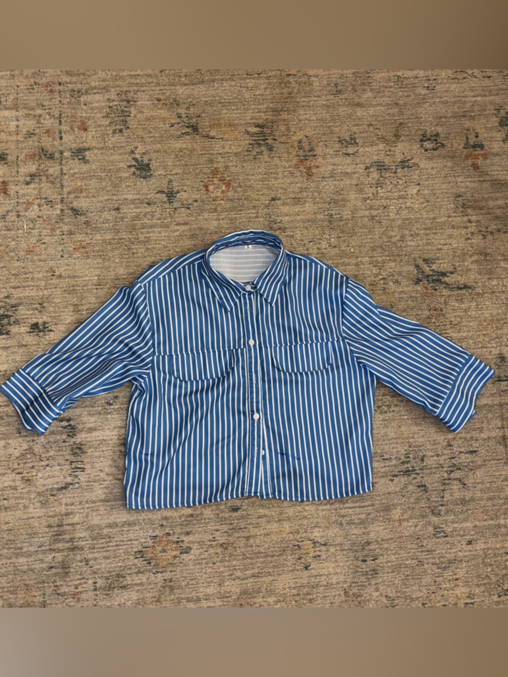Amazon Blue and White Striped Button-Down Shirt
